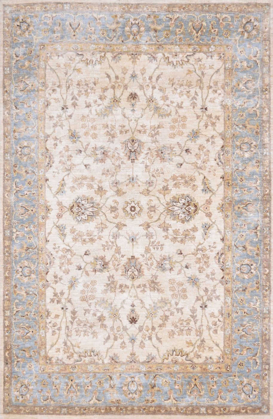 Haji Jalili Tabriz Cream/L.Blue, 4′0″ × 6′1″