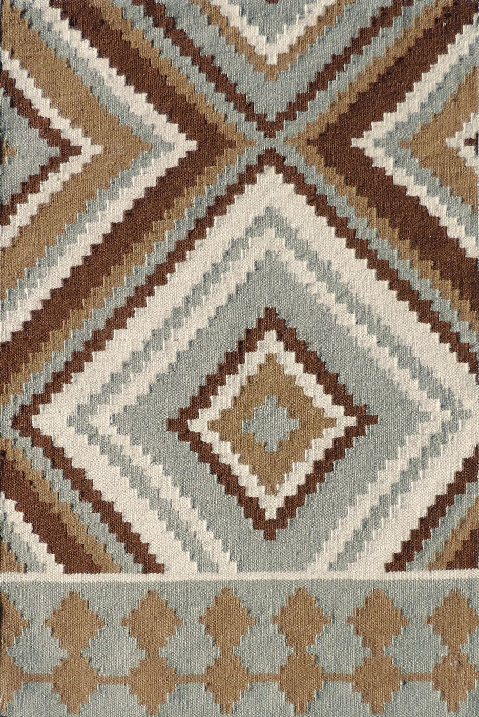 India rug, Marine / Brown, 6′0″ × 9′0″