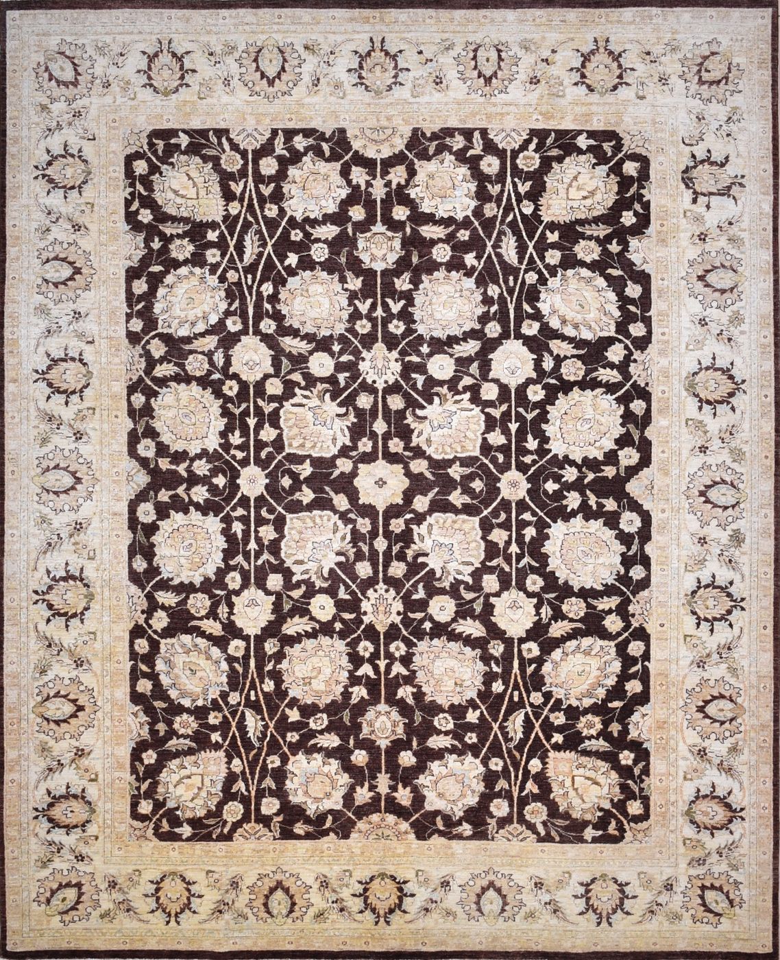 Sultanabad Brown & Ivory, 8′0″ × 9′10″, from the Peshawar collection