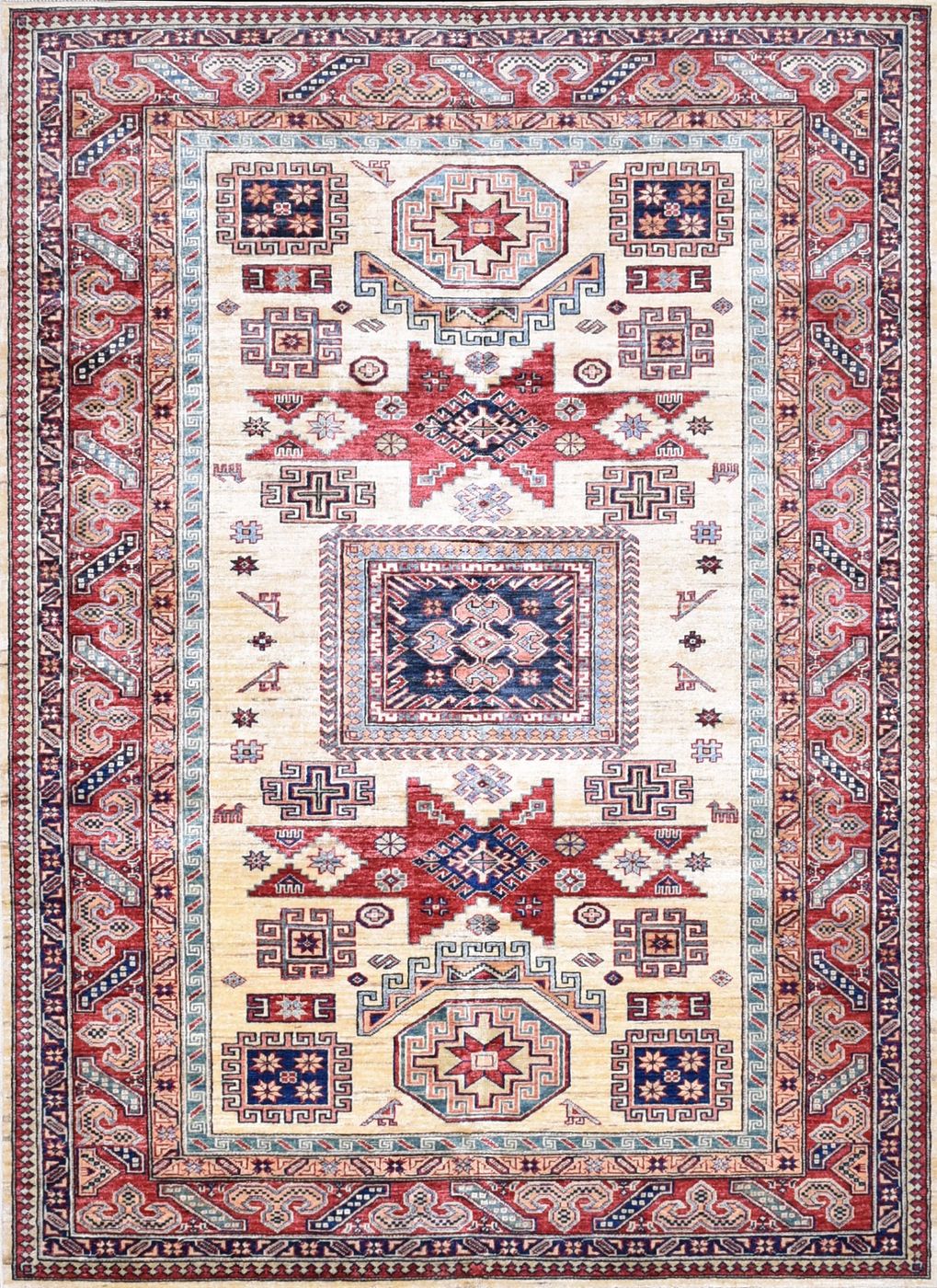 Super Kazak Cream & Red, 5′6″ × 7′8″, from the Kazak collection