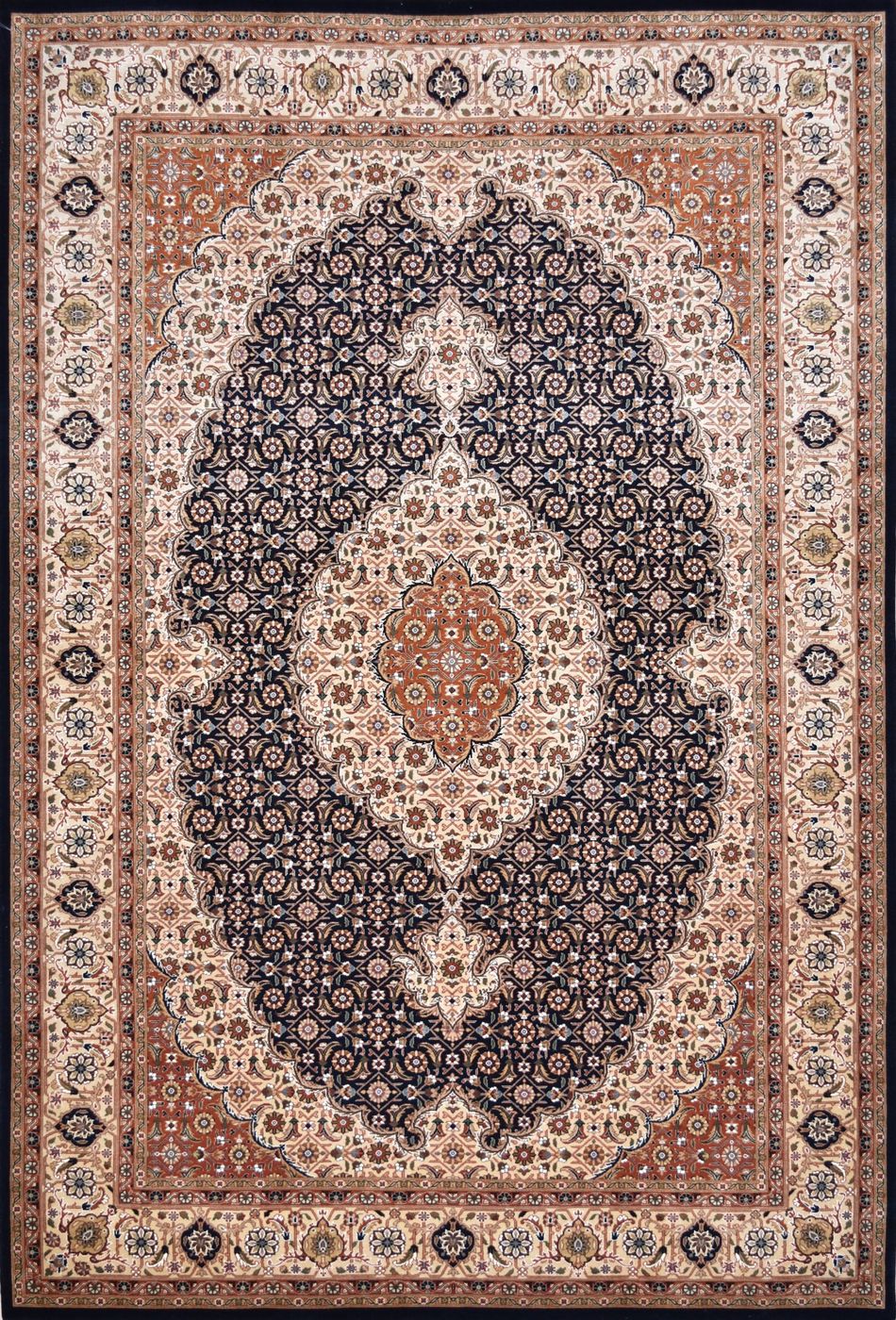 Tabriz Fish Black & Gold, 6′2″ × 9′1″, from the Shalimar collection