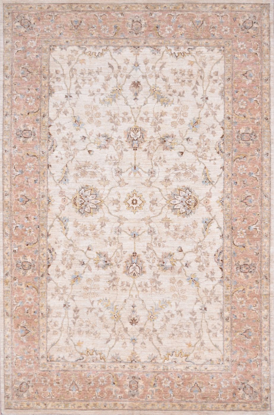 Haji Jalili Tabriz Cream/Melon, 4′0″ × 6′1″