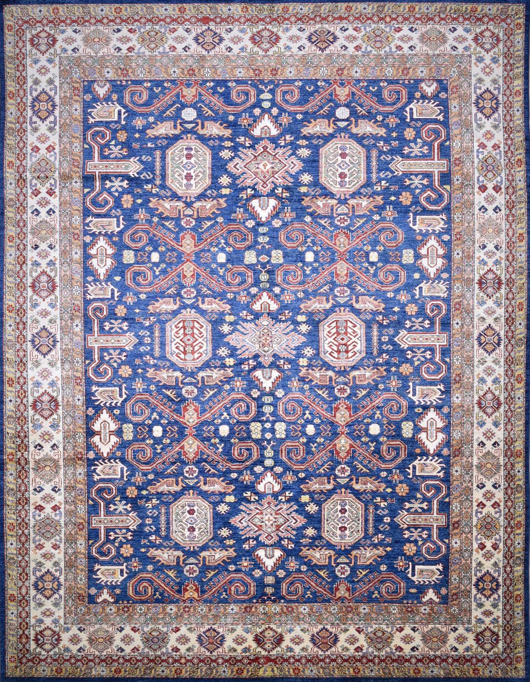 Super Kazak Blue & Beige, 10′1″ × 13′3″, from the Kazak collection