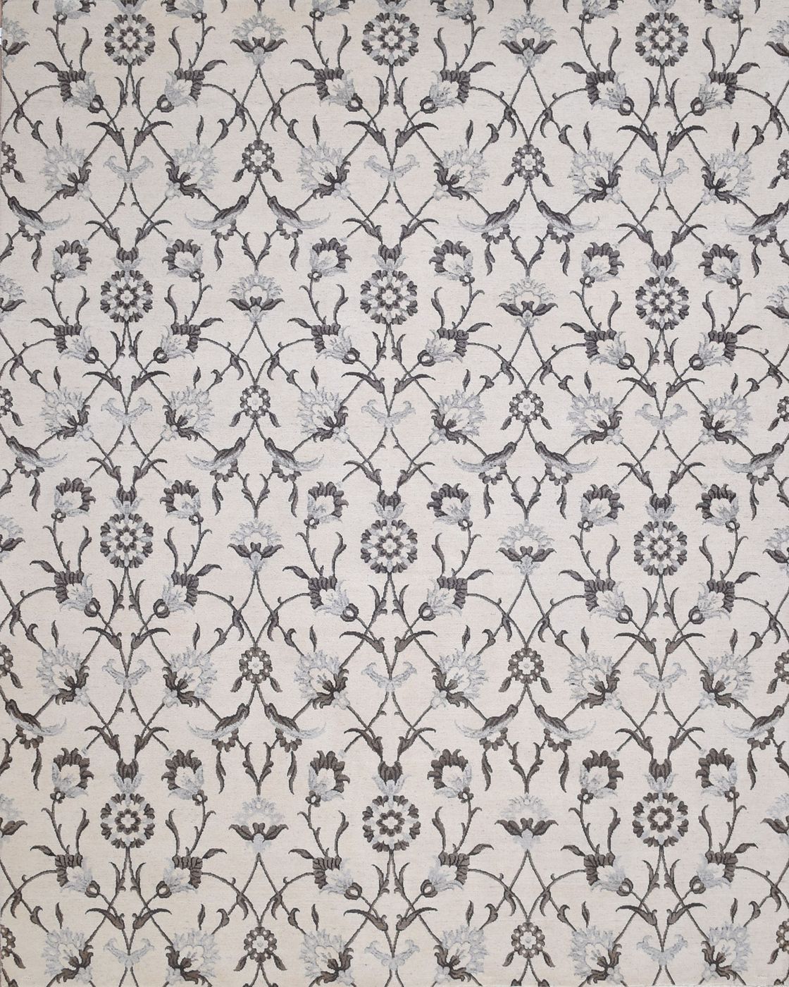 India rug, White / Brown, 8′0″ × 9′11″