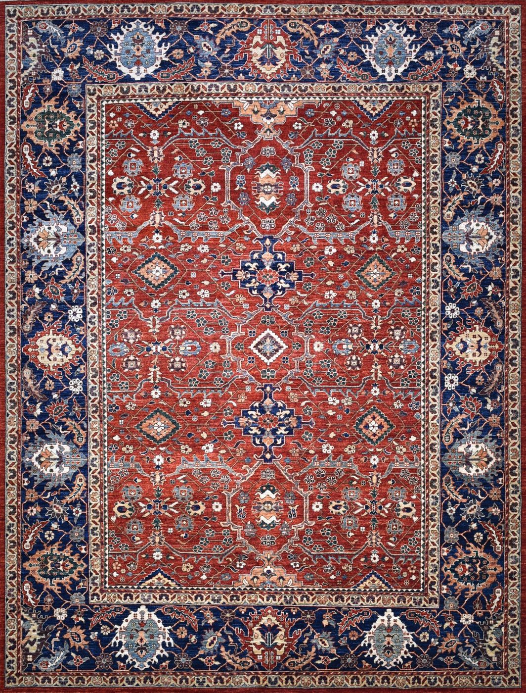 Khyber Tabriz Red & Navy, 8′10″ × 11′8″, from the Khyber collection