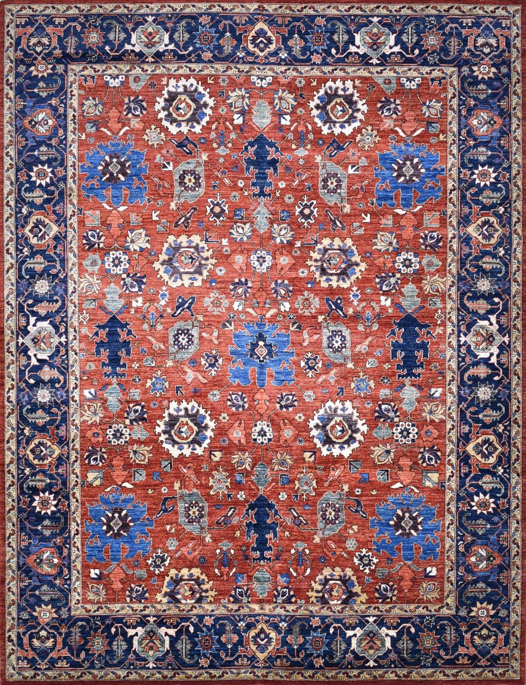 Khyber Tabriz Rust & Navy, 9′0″ × 11′9″, from the Khyber collection