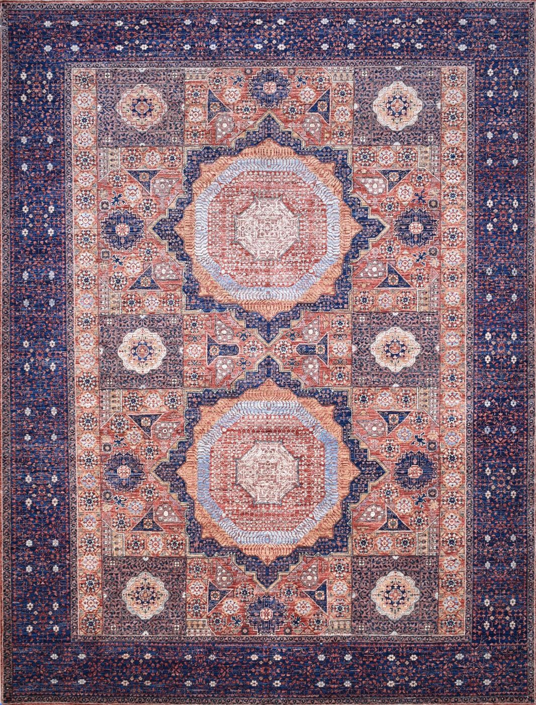 Mamluk Rust & Blue, 8′11″ × 11′9″