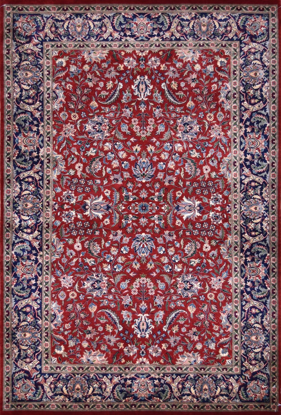 Shalimar Kashan Majeed Red/Navy, 4′2″ × 6′2″