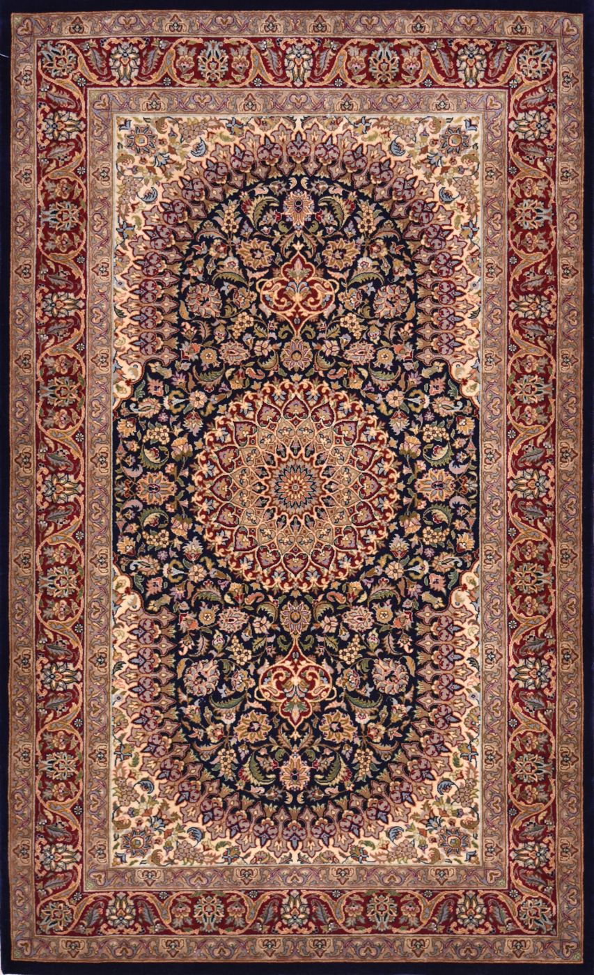 Noor Isfahan Navy, 3′1″ × 5′1″