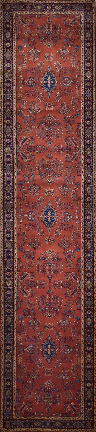 Ferahan Sarouk Rust/Navy, 2′6″ × 11′8″