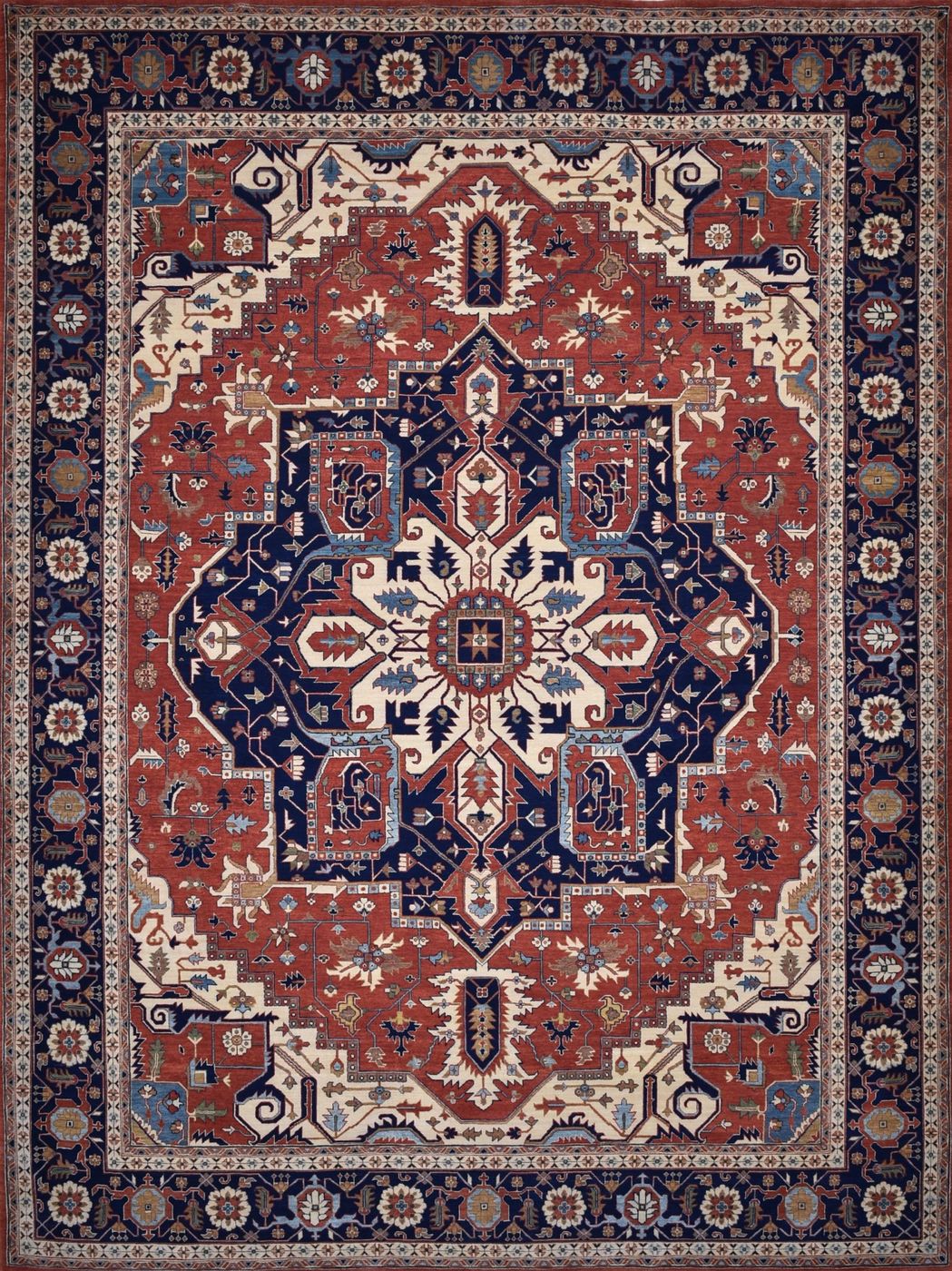 Heriz ATQ1545 Rust & Navy, 9′1″ × 12′3″