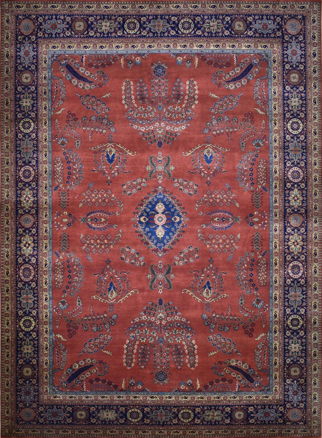 Ferahan Sarouk Rust & Navy, 10′0″ × 13′10″