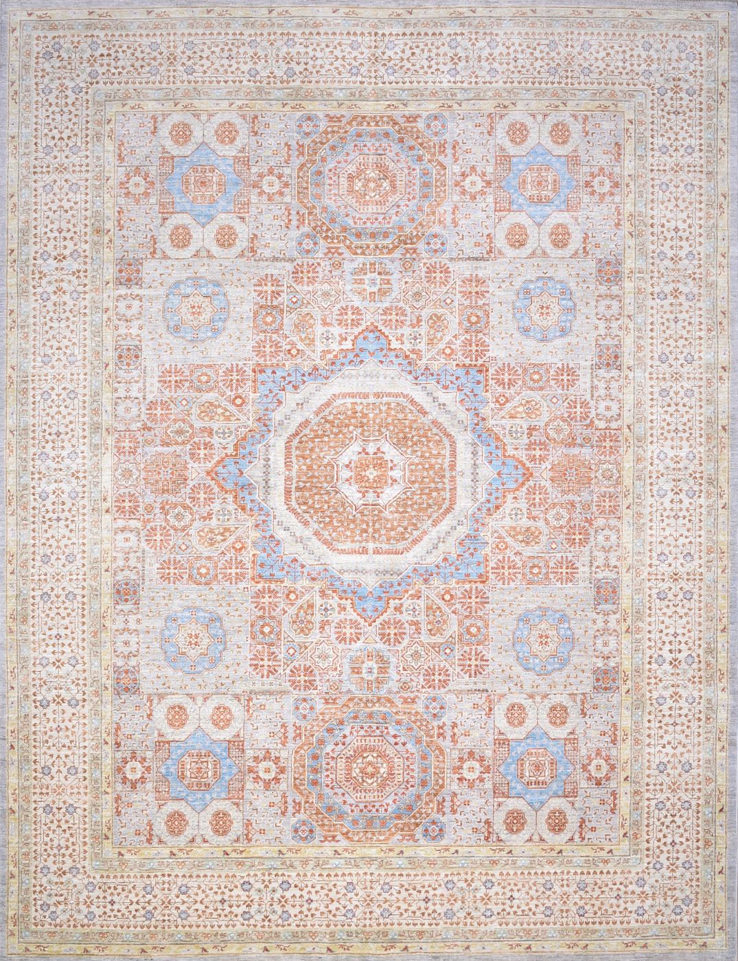 Mamluk Blue & Ivory, 9′1″ × 12′0″