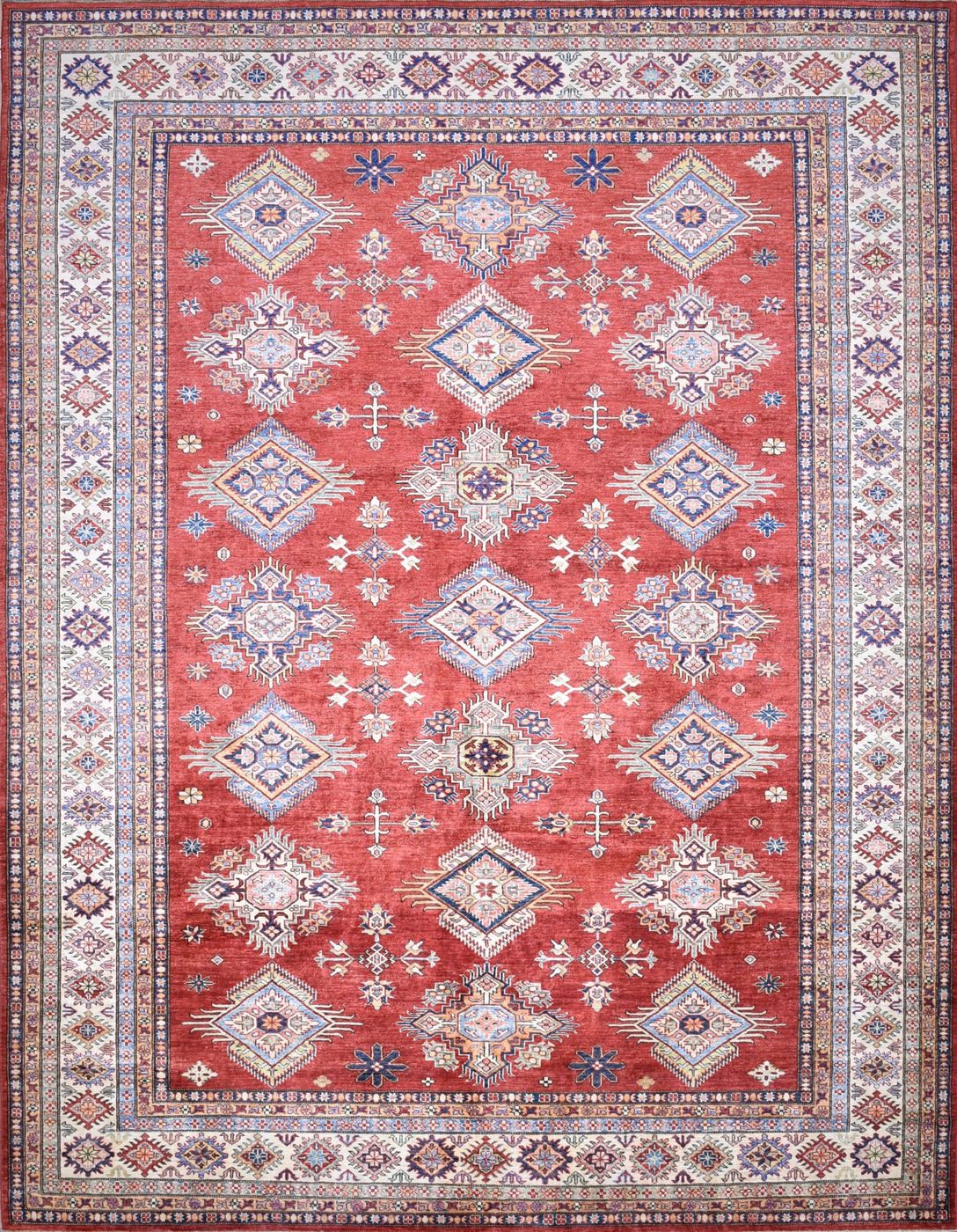 Super Kazak Red & Ivory, 9′1″ × 11′9″, from the Kazak collection