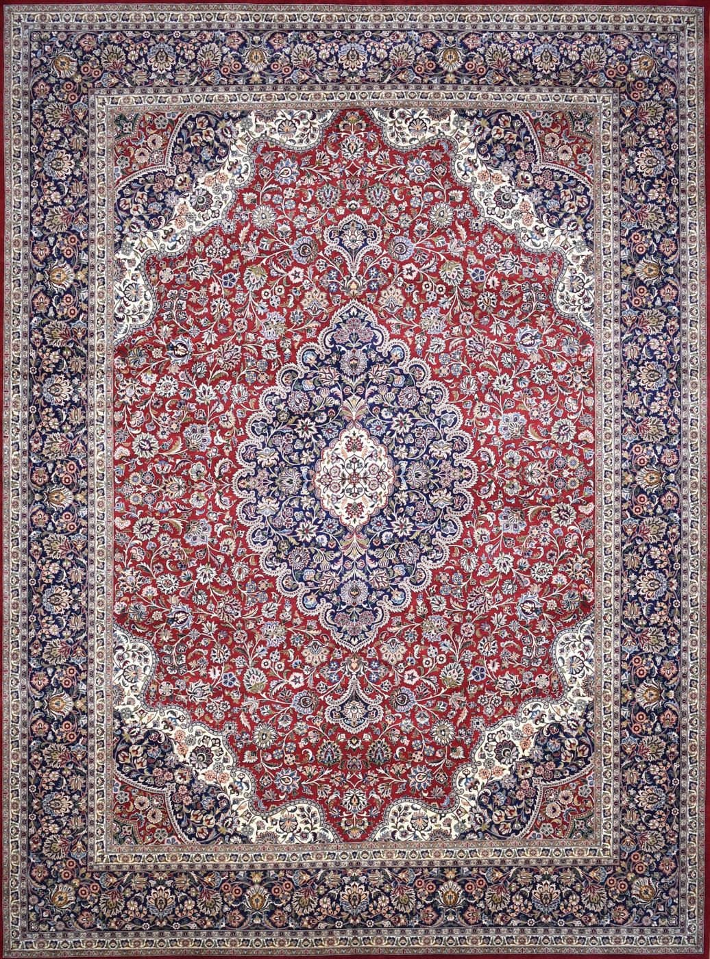 Kashan Ilyas Red & Blue, 10′0″ × 13′9″, from the Shalimar collection