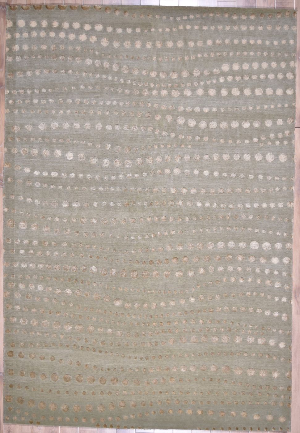 India rug, Green / Gold, 6′2″ × 9′0″