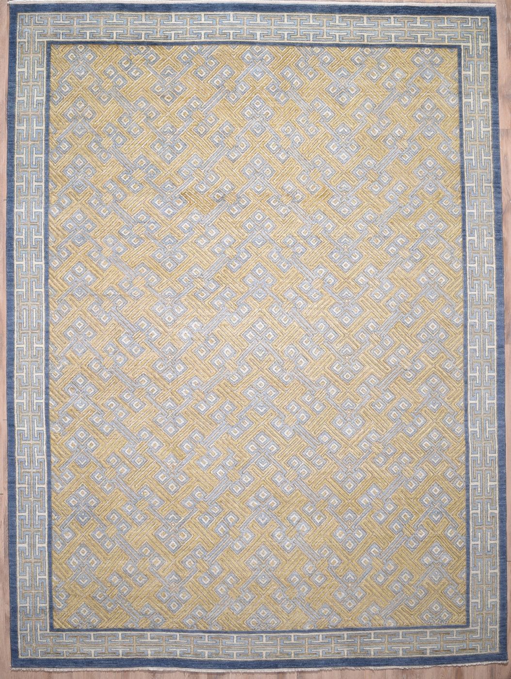 Pakistan rug, Gold / Blue, 9′0″ × 12′2″
