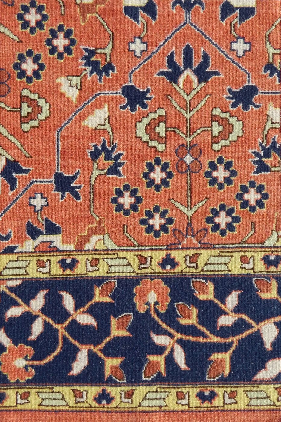 India rug, Copper / D.Blue, 6′0″ × 9′0″