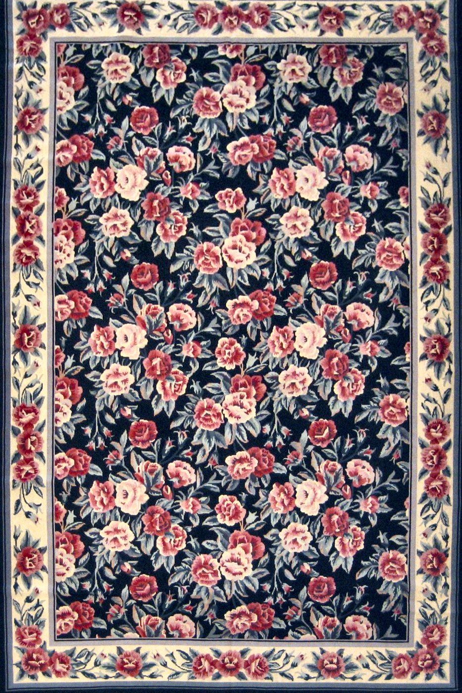 Floral Black, 6′0″ × 9′0″