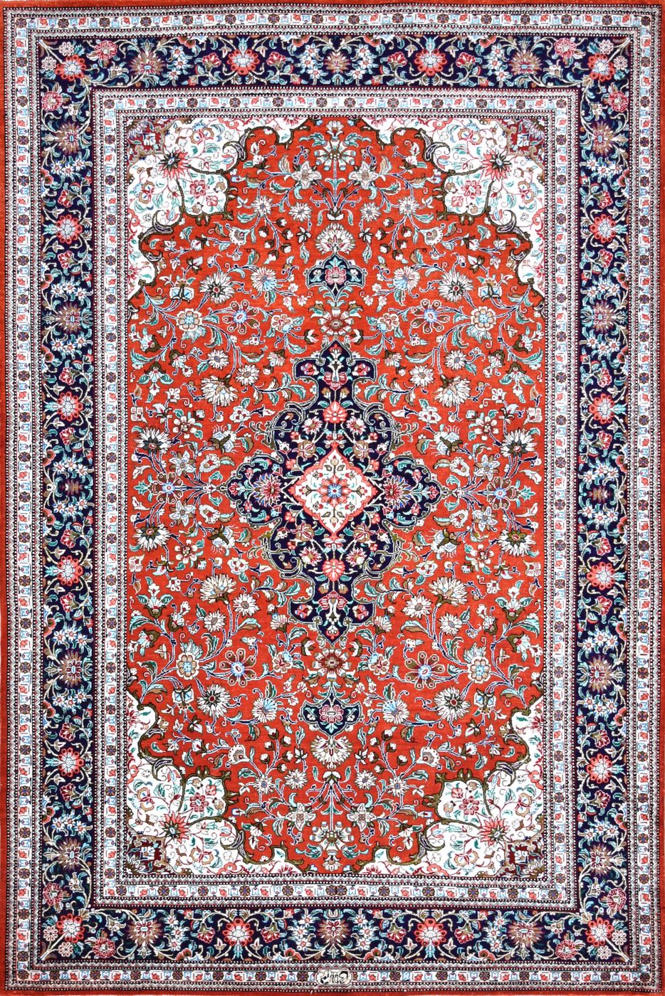 Persian Qum Red, 3′5″ × 5′0″