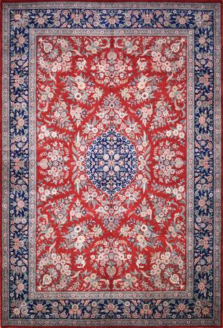 Qum Red & Navy, 9′8″ × 14′7″