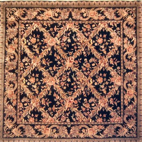Savonnerie Black, 6′0″ × 6′0″