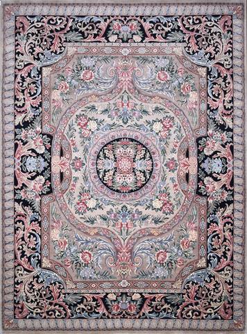 Aubusson Chateau Taupe & Black, 8′9″ × 12′1″
