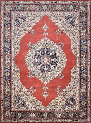 kashan Bulakh Rust & Navy, 9′0″ × 12′3″