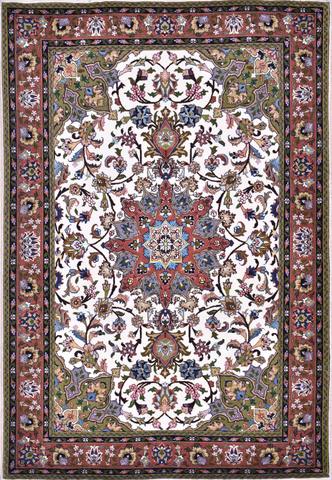 Persian Tabriz Ivory, 3′4″ × 4′11″