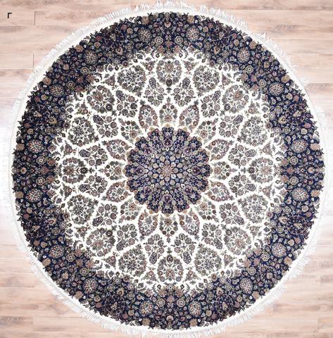 Tabriz AC-3 Ivory & Navy, 9′0″ × 9′0″