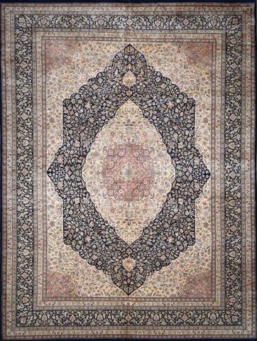 Kashan A-192 Navy & Beige, 9′10″ × 13′4″