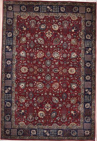 Tabriz Red / Navy, 4′11″ × 5′0″
