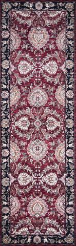 160 Lines Tabriz Burgundy/Black, 2′6″ × 8′0″