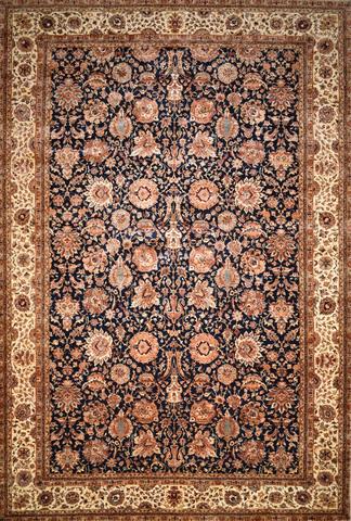 Mughal Agra Blue & Cream, 12′3″ × 18′4″