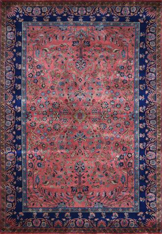 Ferahan Sarouk Rose & Navy, 4′6″ × 6′8″