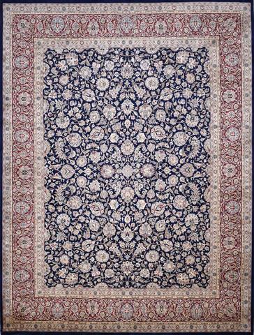 Kashan H-Zeshan Navy & Burgundy, 8′0″ × 10′7″