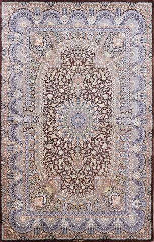 Persian Qum Kazmi Brown, 4′6″ × 7′0″