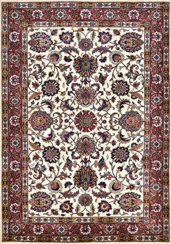 Mehran Tabriz Ivory/Red, 4′1″ × 5′10″