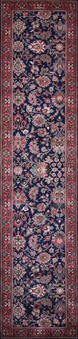 Keshamar Kashan Navy/Red, 2′8″ × 11′11″