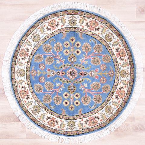 Sarouk AMT101F M.Blue & Ivory, 3′0″ × 3′0″