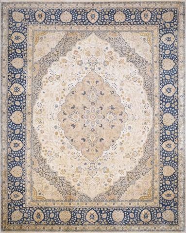 Tabriz Bhurban Cream & Blue, 8′0″ × 10′1″