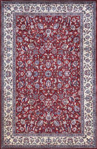 Kashan Alloudin Red & Ivory, 4′6″ × 7′0″