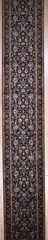 Mirzapur Kashan 2003 Black/Black, 2′8″ × 20′3″