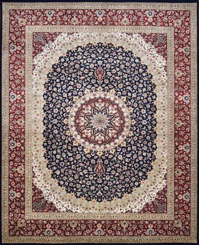 Tabriz Meermukhtar Navy & Burgundy, 8′1″ × 10′0″
