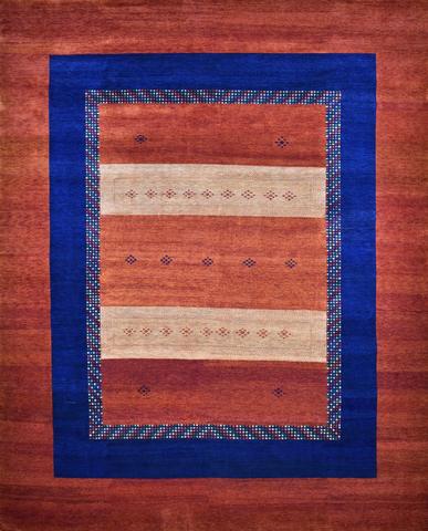Gabeh LBT1003 Rust & Blue, 9′5″ × 11′11″