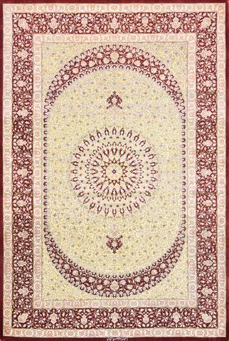Persian Qum Reza Beigy Yell/Red, 3′4″ × 4′11″