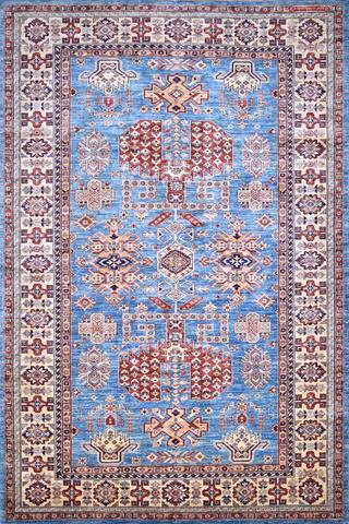Super Kazak L.Blue & Beige, 6′6″ × 9′9″