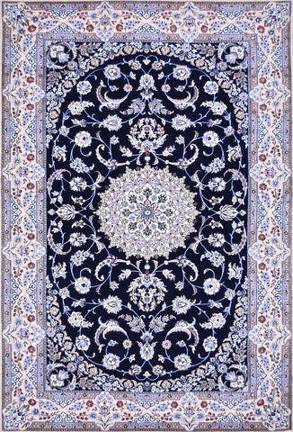 Persian Nain Navy, 4′4″ × 6′5″