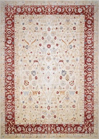 Oushak 1847 Cream & Red, 9′10″ × 13′11″