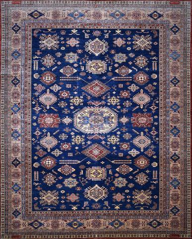 Super Kazak Blue & Beige, 10′0″ × 12′6″